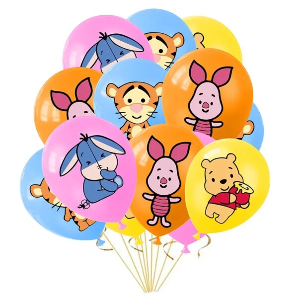 10/16pcs Disney Anime Winnie the Pooh Animation Theme Latex Balloon Set Birthday Party Decoration Supplies Baby Shower Kids Toys