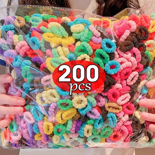 100-200PCS/box Baby Girls Colorful Small Elastic Hair Bands Children Ponytail Holder Kids Headband Rubber Band Hair Accessories