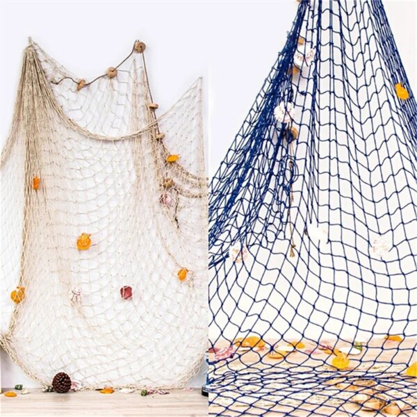 100*200cm Big Blue Fishing Net Kids Favor Nautical Ocean Theme Birthday Party Supplies DIY Summer Home Room Hanging Wall Decor