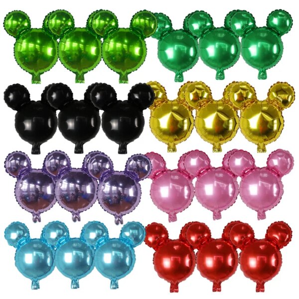 10pcs 40X40CM Mickey Minnie Mouse Head Aluminum Foil Balloon Baby Shower Birthday Party Decoration Kids Toys Supplies Air Globos