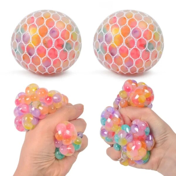 1PC Creative New Decompression And Ventilation Grape Ball Toys Tricolor Colorful Beads Grape Ball Pinch Le Children's Toys