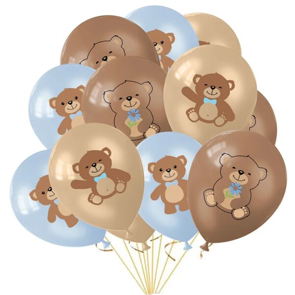 1Set Cute Bear Printed Balloons 12inch Brown Bear Latex Baloon Baby Shower Boy Girl Birhtday Decorations Cartoon Bear Balloon