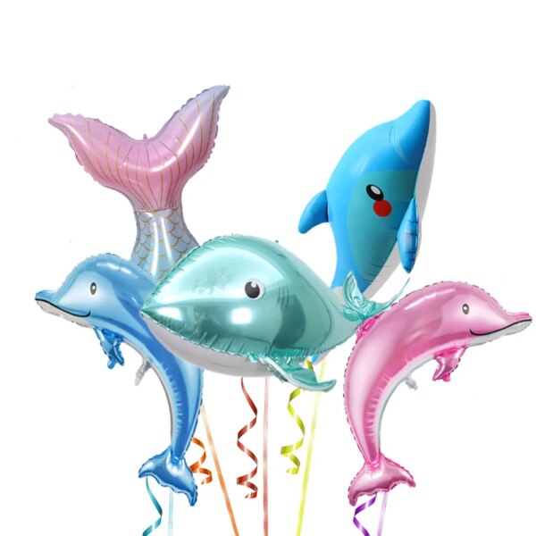 1pcs Blue New Sea World Animal Shark Crab Octopus Dolphin Aluminum Film Balloon Birthday Party Decoration Baby Shower Ball Toy