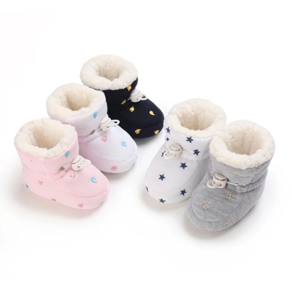 2021 Lovely Warm stars Baby Girl Boy Toddler First Walkers Baby Shoes Soft Slippers Cute Shoes Winter Non-Slip Baby Warm Shoes