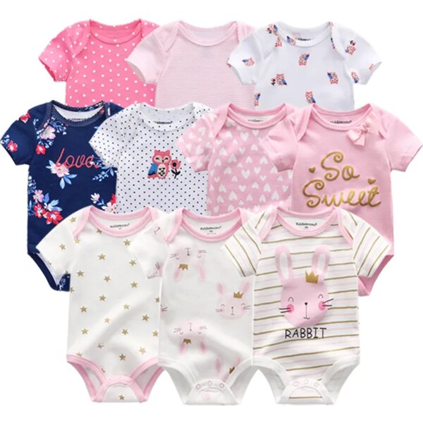 2022 Baby Girls bodysuits short Sleeve cotton Bunny overalls infantis clothes Newborn boys baby Roupas de bebe outfit clothing