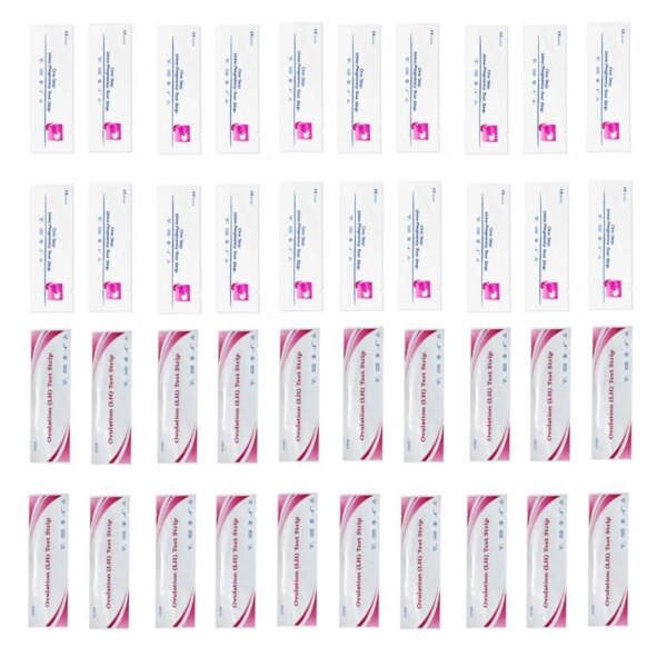 20pcs Over 99% Accuracy HCG Test Strips + 20pcs LH Ovulation Test Paper Female Early Pregnancy Test Strips Home Urine Measuring