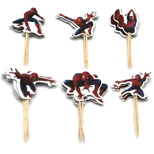 24Pcs Spiderman Cake Decorations Superhero Cupcake Toppers Boys Favor Party for Kids Birthday Party Cake Supplies Baby Shower