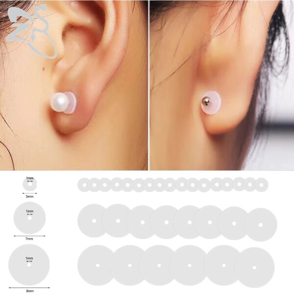 ZS 6-200PCS/Lot Silicone Piercing Healing Discs Flexible Anti Hyperplasia For The Back Of The Earrings Soft Anti Invagination